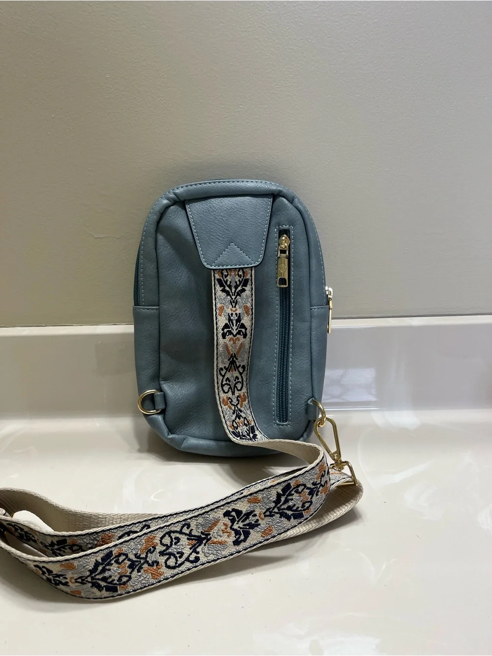 Blue Quilted Crossbody Sling Bag for Women